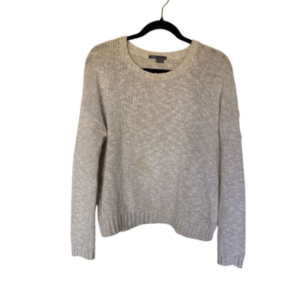 Vince Boxy Drop Shoulder Cotton Linen Sweater Oatmeal Cream Size Small - Picture 2 of 8